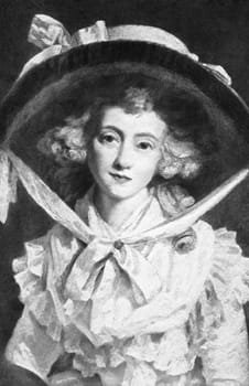 Florence Warde on engraving from 1906. British stage actress. Printed by J.Opie and published in the Art Journal by Virtue &amp  Co.