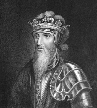 Edward III of England (1312 -1377) on engraving from 1830. King of England during 1327-1377. Published in London by Thomas Kelly.