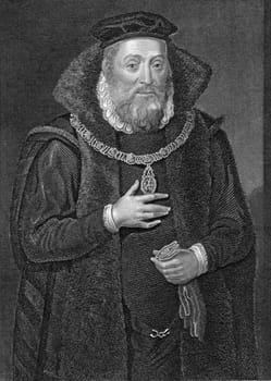 James Hamilton, Duke of Chatellerault and 2nd Earl of Arran (1516-1575) on engraving from 1838. Scottish nobleman. Engraved by W.H.More after a painting by Ketel and published by J.Tallis &amp  Co.