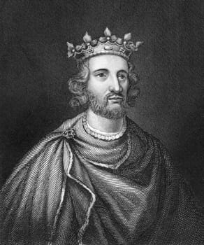 Henry III of England (1207-1272) on engraving from 1830. King of England during 1216-1472. Published in London by Thomas Kelly.