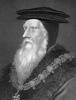 John Russell, 1st Earl of Bedford (1485-1554/1555) on engraving from 1838. English royal minister in the Tudor era. Engraved by H.Robinson and published by J.Tallis &amp  Co.