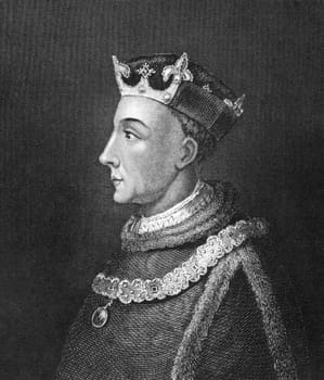 Henry V of England (1386-1422) on engraving from 1830. King of England during 1413-1422. Published in London by Thomas Kelly.