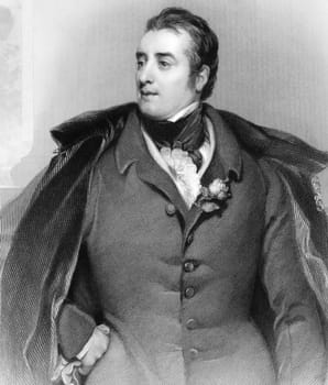 George William Finch-Hatton, 10th Earl of Winchilsea, 5th Earl of Nottingham (1791-1858) on engraving from 1839. Politician. Engraved by H.Robinson after a painting by Phillips.