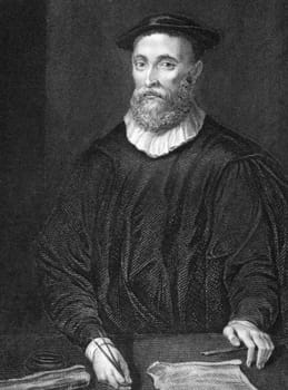 John Knox (1510-1572) on engraving from 1838. Scottish clergyman. Engraved by H.T.Ryall and published by J.Tallis &amp  Co.
