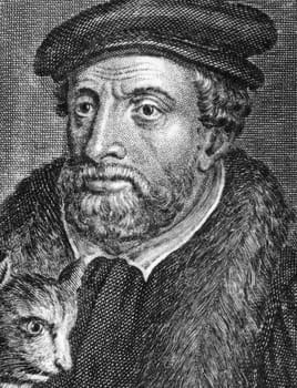 Richard Whittington (1354-1423) on engraving from 1784. Medieval merchant and politician.  Engraved by Benoist.