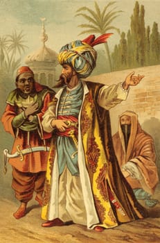 Muslim man in turban engraved by A.Gatternight in the 1800s.