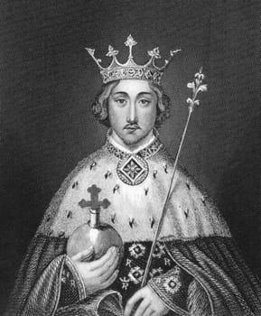 Richard II of England (1367-1400) on engraving from 1830. King of England during 1377-1399. Published in London by Thomas Kelly.