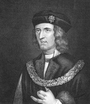 Richard III of England (1452-1485) on engraving from 1830. King of England during 1483-1485. Published in London by Thomas Kelly.