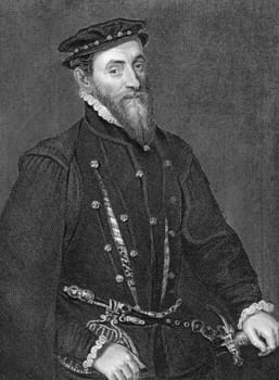 Thomas Gresham (1519-1579) on engraving from 1838. English merchant and financier who worked for King Edward VI and Queens Mary I and Elizabeth I. Engraved by H.Robinson after a painting by Holbein and published by J.Tallis &amp  Co.