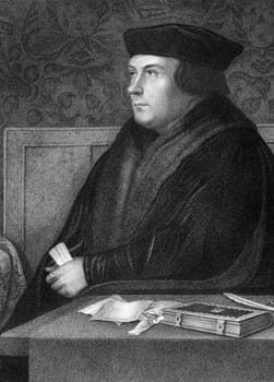 Thomas Cromwell, 1st Earl of Essex (1485-1540) on engraving from 1838. English statesman who served as chief minister of King Henry VIII during 1532-1540.