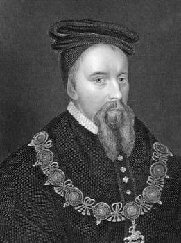 Thomas Stanley, 1st Earl of Derby (1435-1504) on engraving from 1838. Titular King of Mann, English nobleman and stepfather to King Henry VII. Engraved by E.Finden and published by J.Tallis &amp  Co.