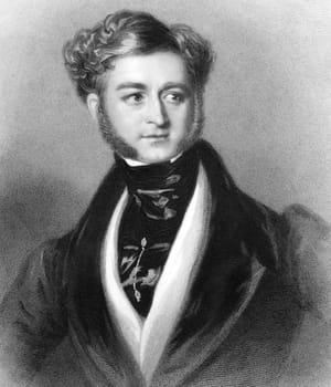 Robert Henry Herbert, 12th Earl of Pembroke and 9th Earl of Montgomery (1791-1862) on engraving from 1838. British nobleman of the distinguished Herbert family that lived an irregular life in exile after a dissolute youth. Engraved by W.Holl after a paint