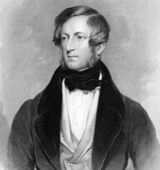 Robert Stewart, 2nd Marquess of Londonderry (1769-1822) on engraving from 1838. Irish and British statesman. Engraved by Jenkinson after a painting by Robinson and published by G.Virtue.
