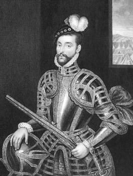 William Stanley (1435-1495)  on engraving from 1838. English soldier who fought with his troops in several battles of the Wars of the Roses. Engraved by H.Robinson and published by Fisher, Son &amp  Co London.