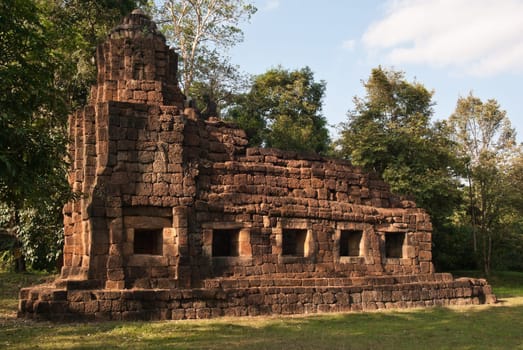 The old khmer temple Ta Muang (near Ta Moan Thom) hidden in the jungle directly at the Thai-Cambodian borderline.  The temple area at this site is part of repeated conflicts between both countries.