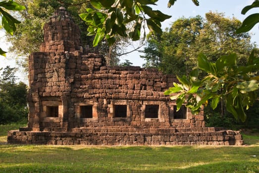 The old khmer temple Ta Muang (near Ta Moan Thom) hidden in the jungle directly at the Thai-Cambodian borderline.  The temple area at this site is part of repeated conflicts between both countries.
