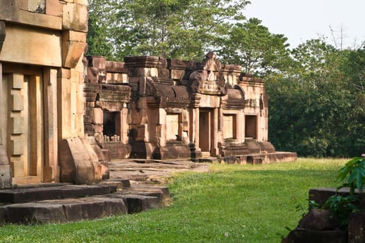 The old khmer temple Ta Moan Thom (or Tha Muang Thom) hidden in the jungle directly at the Thai-Cambodian borderline.  The temple area at this site is part of repeated conflicts between both countries.