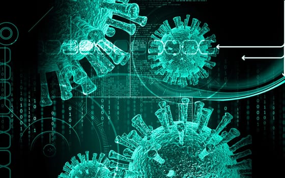 Digital illustration of avian virus in colour background