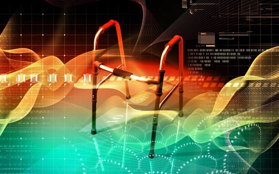 Digital illustration of walking aid using by handicaps