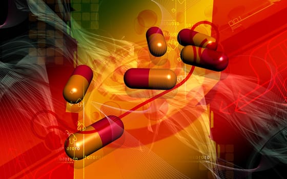 Digital illustration of capsule in colour background