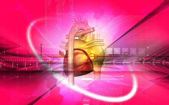 Digital illustration of heart in colour background