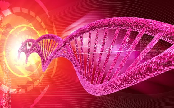 Digital illustration DNA structure in colour background