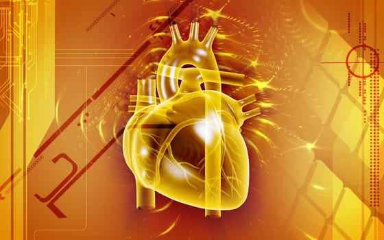 Digital illustration of heart in colour background