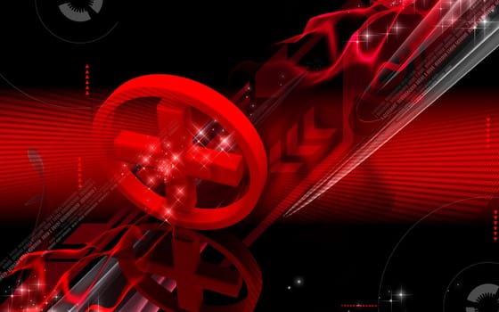Digital illustration of a red cross symbol in colour background