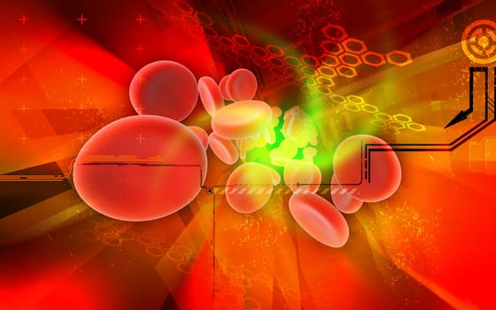 Digital illustration of blood cell in colour background