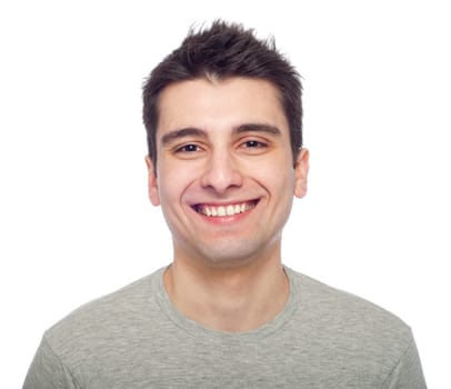 smiling young casual man portrait isolated on white background