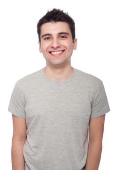 smiling young casual man portrait isolated on white background