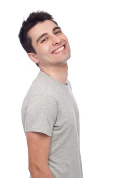 smiling young casual man portrait isolated on white background