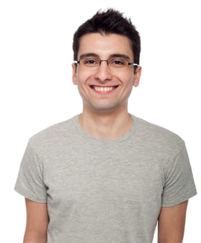 young casual man portrait isolated on white background