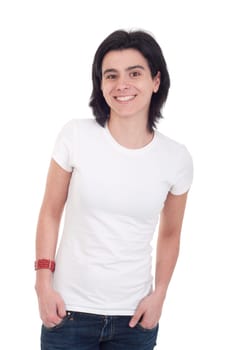 smiling casual woman portrait isolated on white background