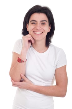 smiling casual woman portrait isolated on white background