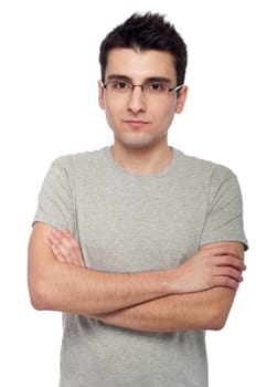 young casual man portrait isolated on white background