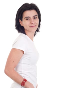 casual woman portrait posing isolated on white background
