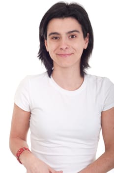 happy casual woman portrait isolated on white background