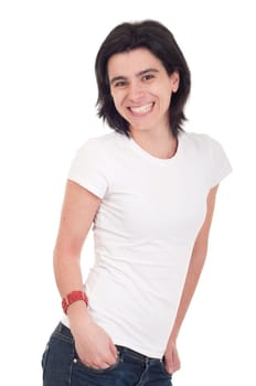 beautiful casual woman portrait posing isolated on white background