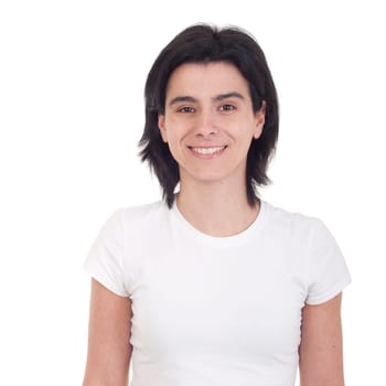 smiling casual woman portrait isolated on white background