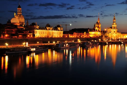 The famous silhouette of Dresden on the Elbe