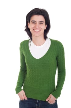 smiling casual woman portrait isolated on white background