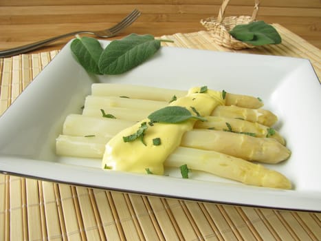 Asparagus with sage butter sauce
