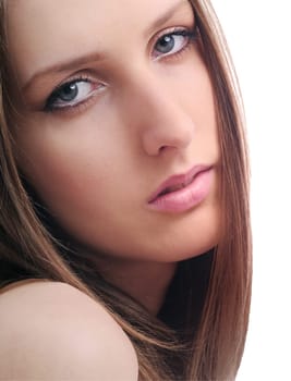 Portrait of young beautiful woman  - isolated on white