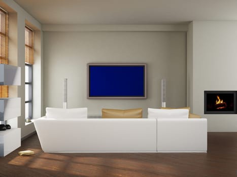 modern interior (3D render) -  Living Room