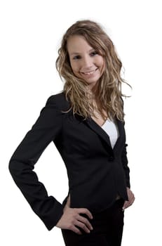 Young successful businesswoman smiling in suit