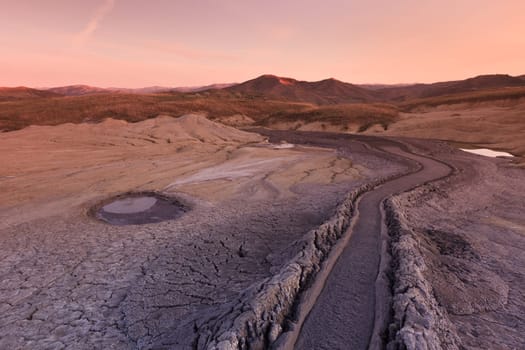 Strange landscape produced bu active mud volcanoes. Location: Buzau Romania