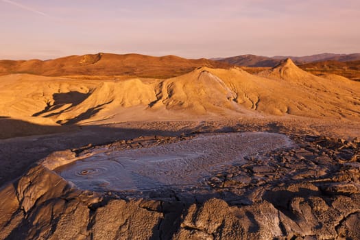 Strange landscape produced bu active mud volcanoes. Location: Buzau Romania