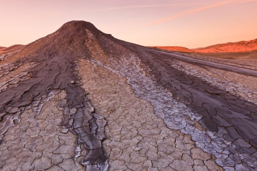 Strange landscape produced bu active mud volcanoes