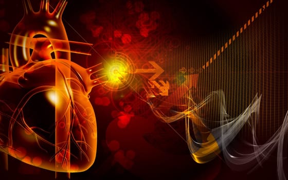 Digital illustration of heart in colour background